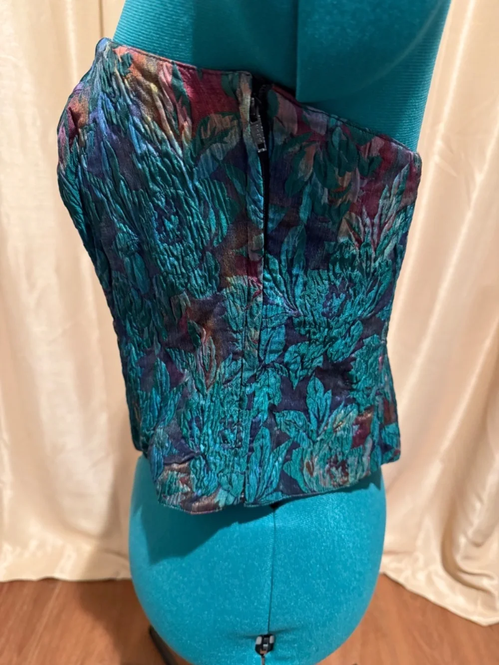 Vintage Lady Mila Florence Italy Brocade 2-Piece Strapless Corset Top & Skirt